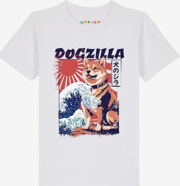 watabout.kids Shirt 'Dogzilla' in Wit: voorkant