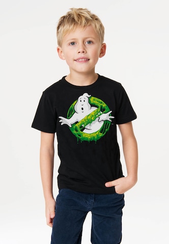 LOGOSHIRT T-Shirt 'Ghostbusters – Slime Logo' in Schwarz: predná strana