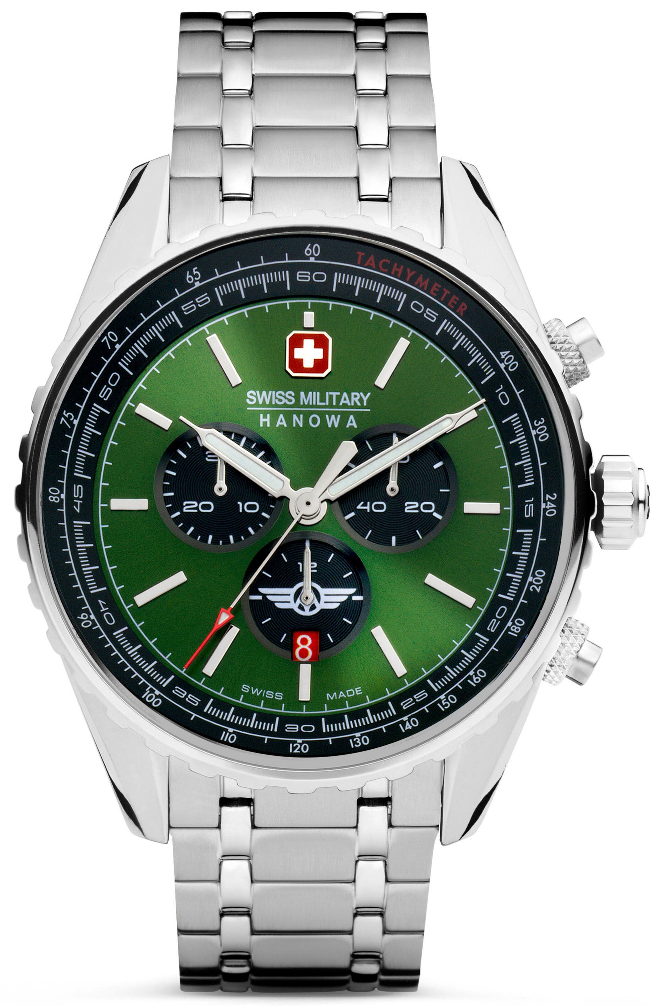 SWISS MILITARY HANOWA Analoog horloge 'Afterburn' in Zilver: voorkant