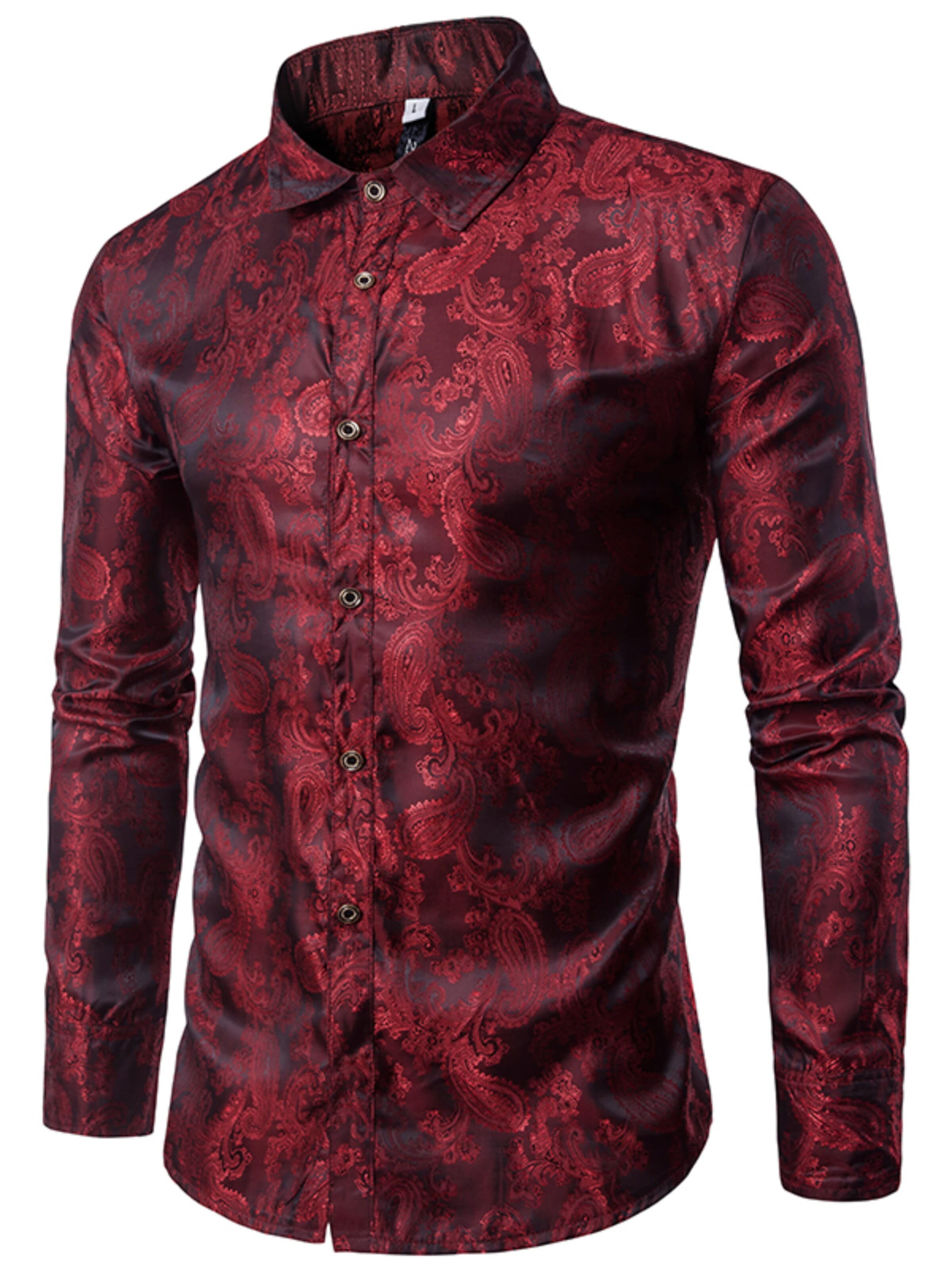 YOUTHUP Comfort fit Button Up Shirt 'Stick' in Red: front
