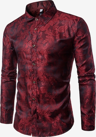 YOUTHUP Comfort fit Button Up Shirt 'Stick' in Red: front