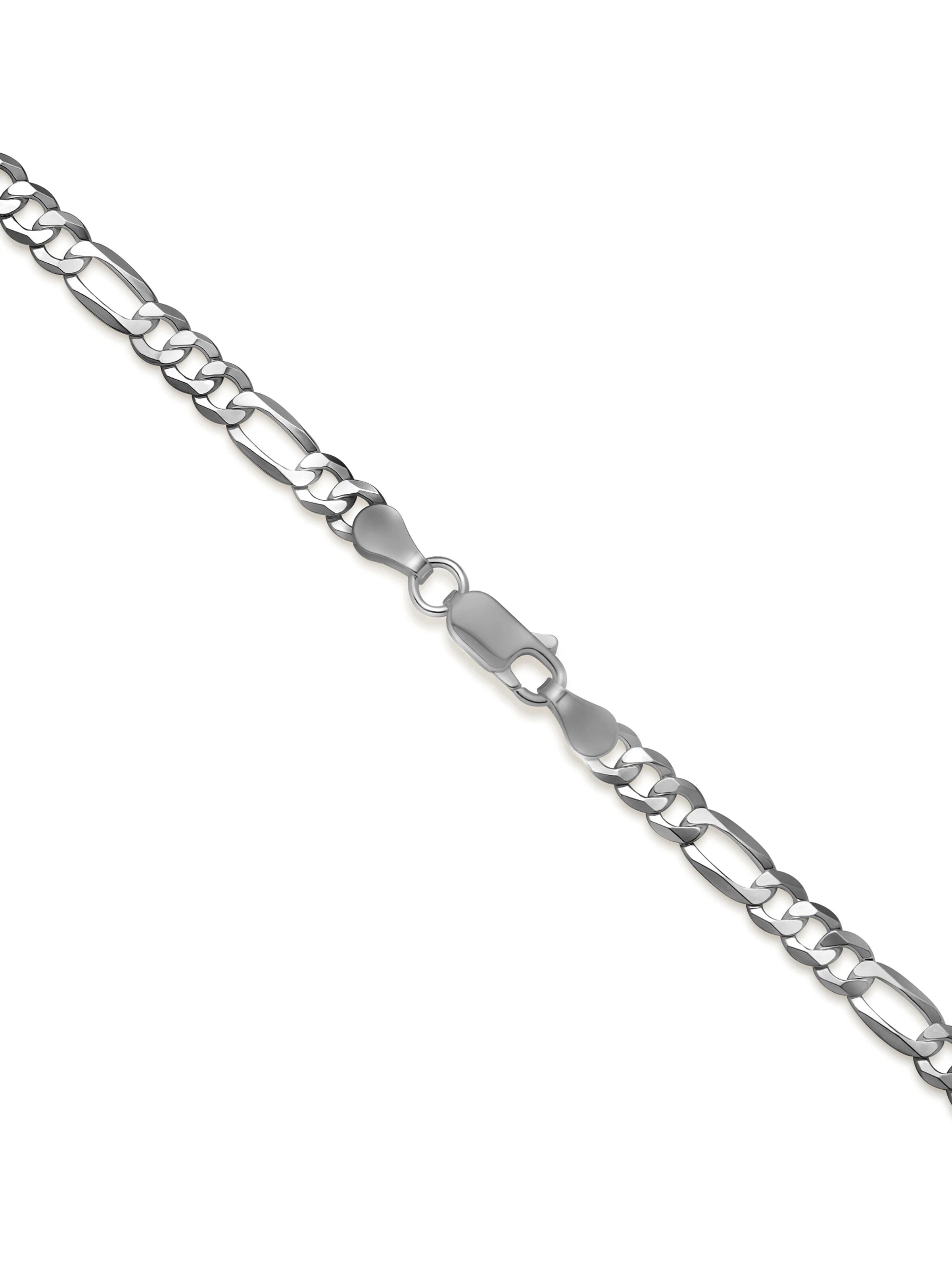 NTHIRTYTHREE Necklace 'Silberkette 925 Sterling Silber Figaro Stil Echtsilber 45cm-60cm Halskette - Bestpreis - Damen Herren mit Schmuckbox - Sale 31.08.2026' in Silver: front
