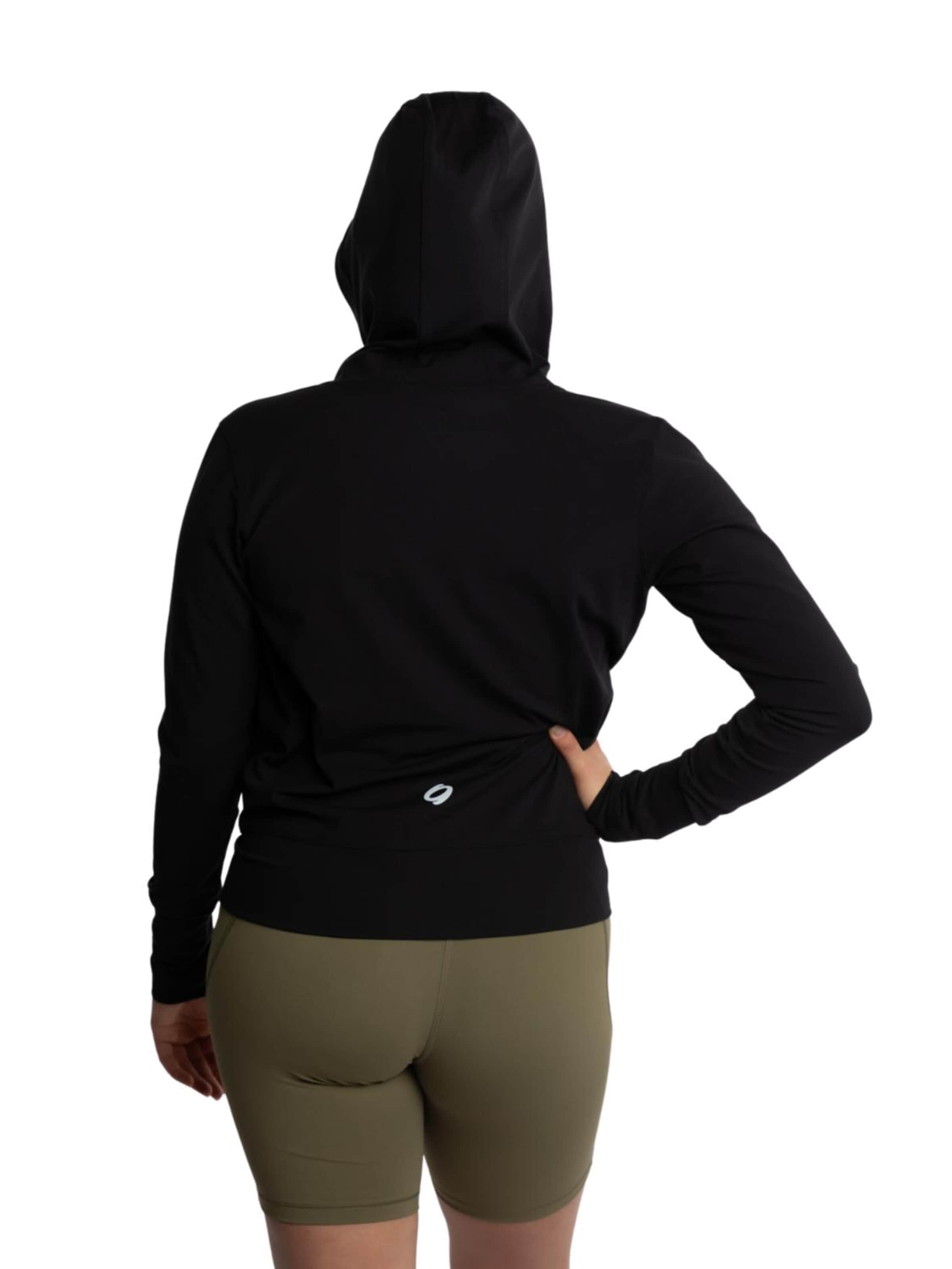 mymotus Sportovní bunda 'Mymotus® Ladies Hood Sport jacket, black, body fitted, short length YW41 NOS' – černá