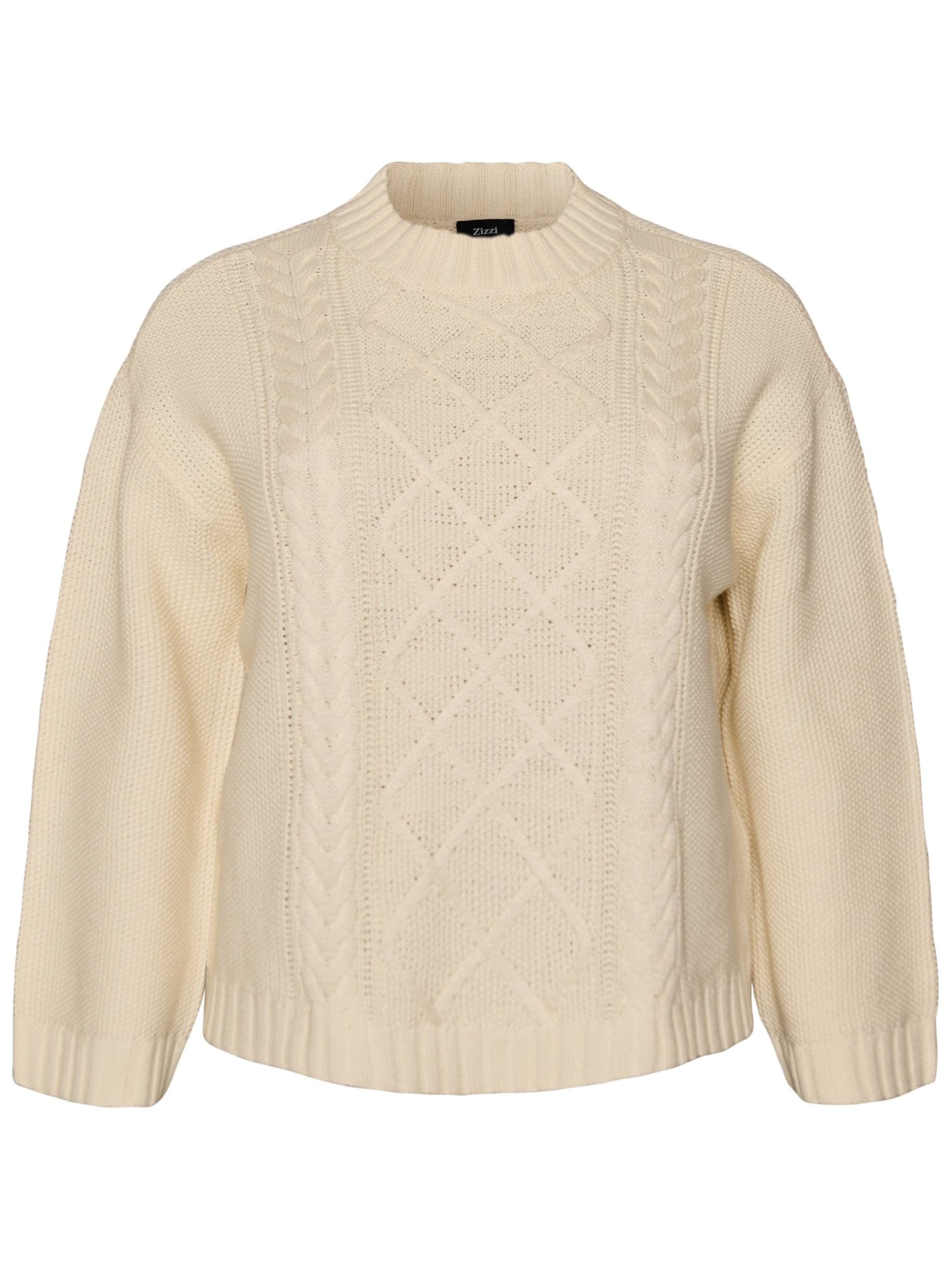 Zizzi - Jersey 'MEMMI CABLE' en beige: frente