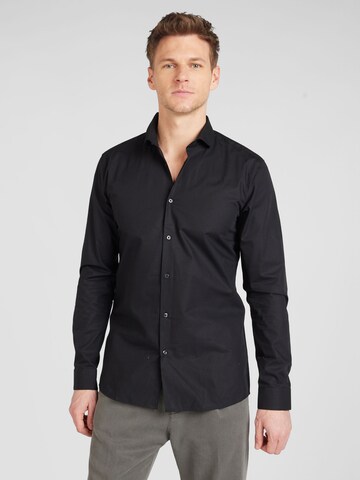 HUGO Slim fit Button Up Shirt 'Erriko' in Black: front