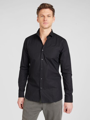 Slim fit Camicia 'Erriko' di HUGO in nero: frontale