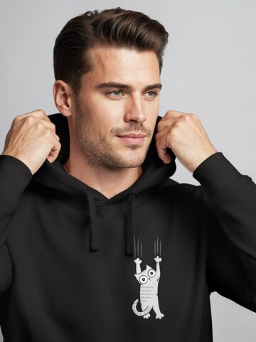 Neverless Sweatshirt 'Katze Rutschend' in Black