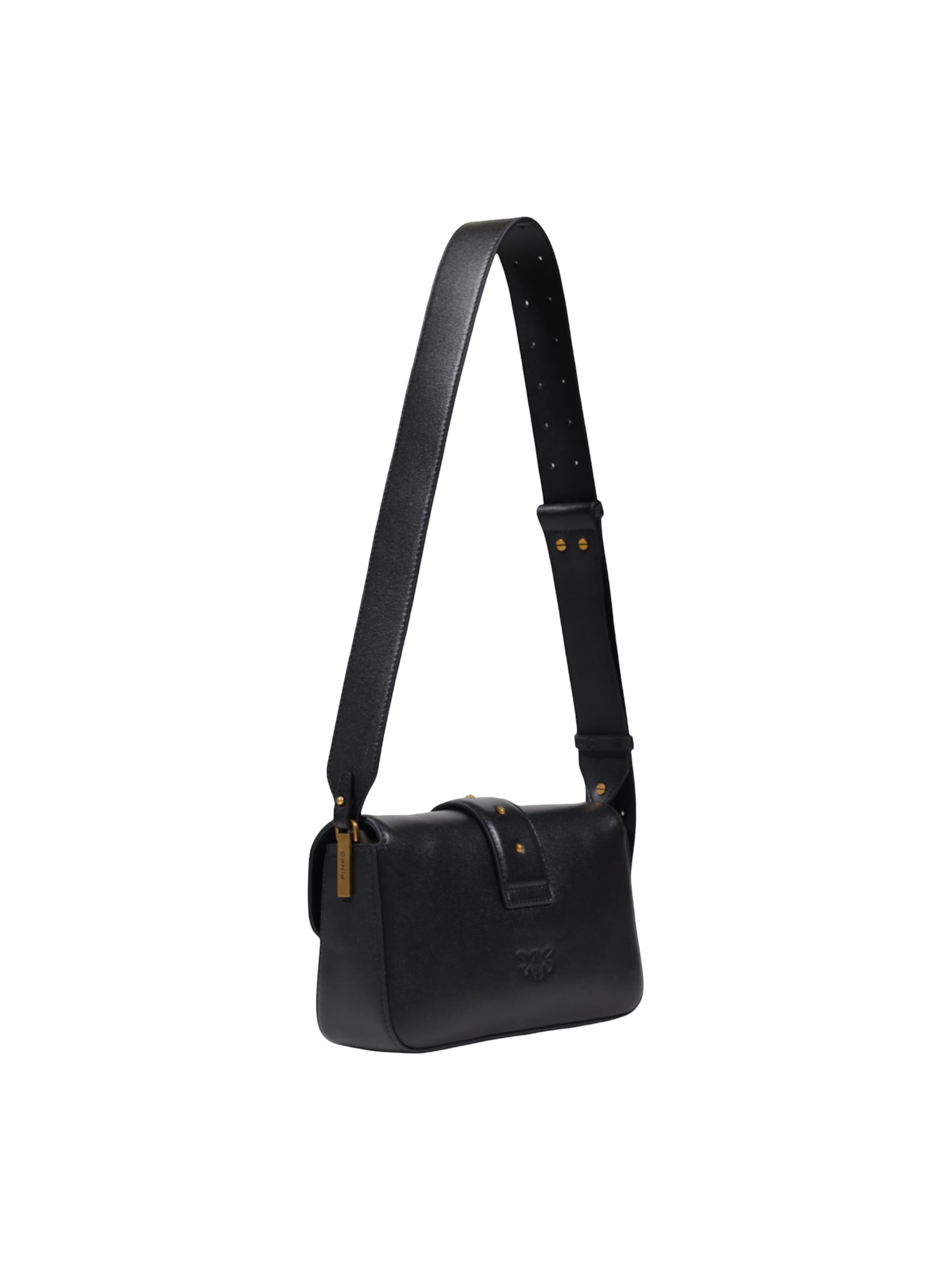 PINKO Skuldertaske 'LOVE ONE MINI SLOUCHY FL VITELLO 104340 A0QO' i sort