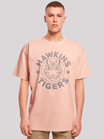 F4NT4STIC Shirt 'Stranger Things Hawkins Grey Tiger Netflix TV Series' in Orange: front