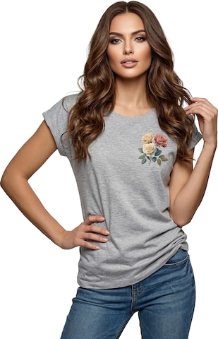 MAKAYA Shirt 'Three Roses' in Grey: front