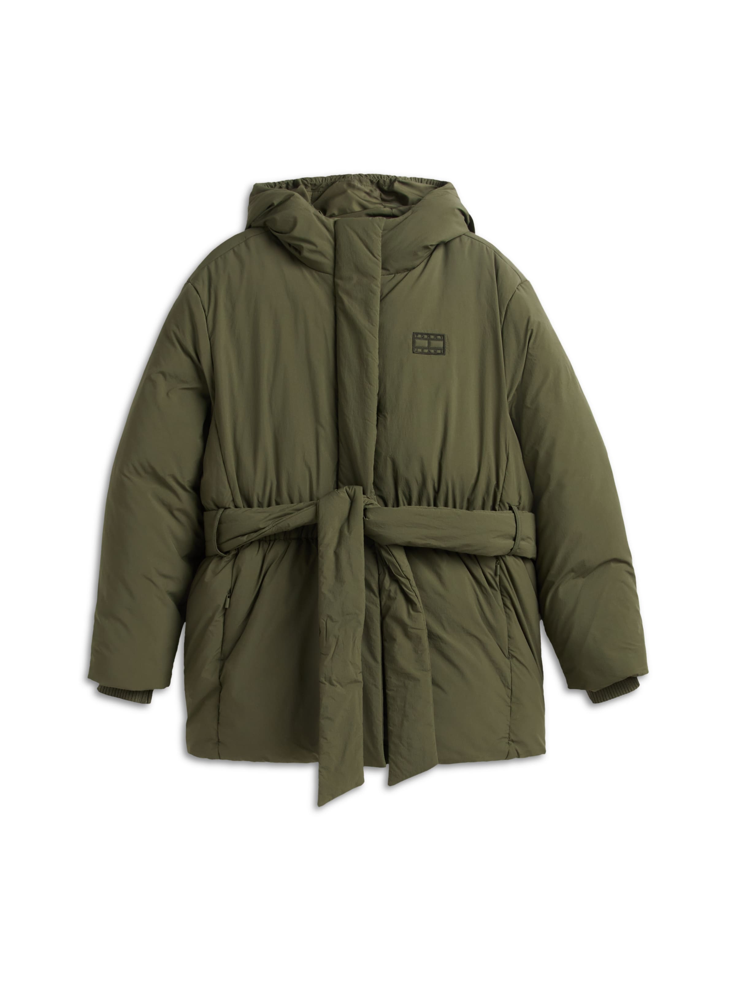 Tommy Jeans Zimní bunda – zelená: přední strana