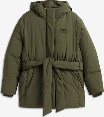 Tommy Jeans Zimní bunda – zelená: přední strana