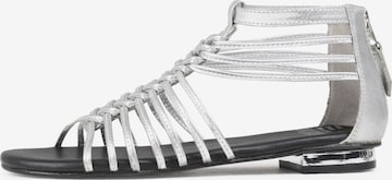 BRONX Sandalen met riem 'New-Alys' in Zilver: voorkant