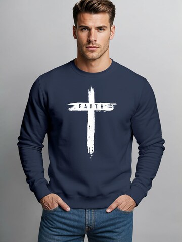Neverless Sweatshirt 'Faith'‌‌‌‌‌‌‌ in Blau