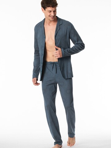 SCHIESSER Pajamas long ' Fine Interlock ' in Blue: front