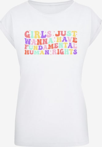T-shirt 'Girls Just Wanna Have Fundamental Rights Frauentag' F4NT4STIC en blanc : devant
