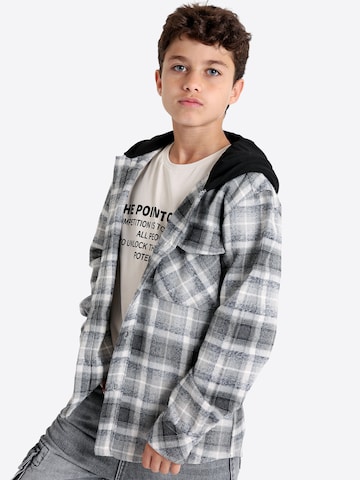 Solang Regular Fit Kapuzen Karohemd Layering Look Karomuster in Weiß