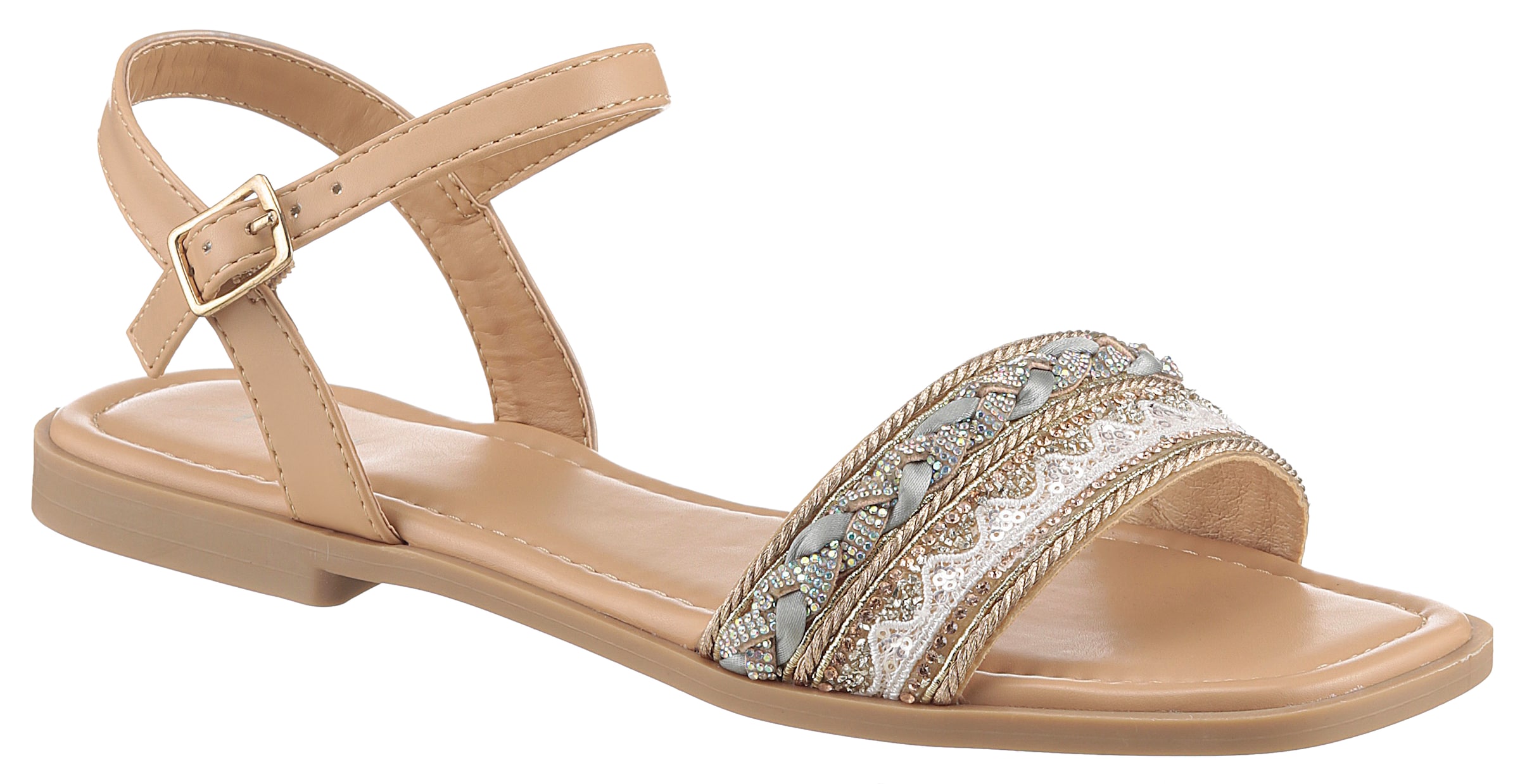 Aniston Strap Sandals in Beige: front