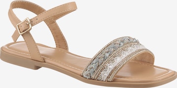 Aniston Strap Sandals in Beige: front