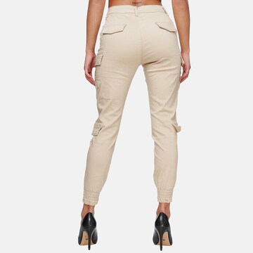 Elara Skinny Cargobroek in Beige