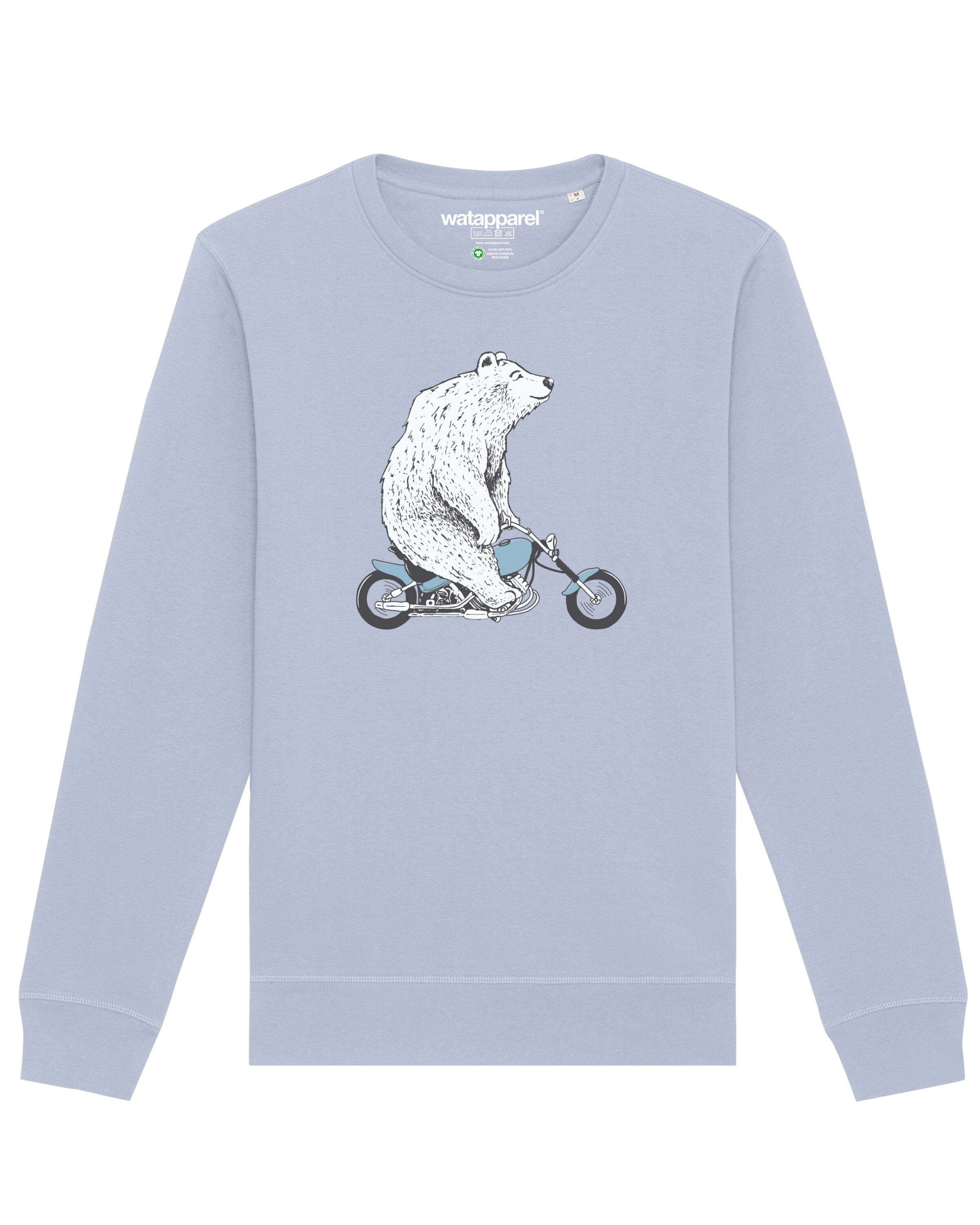 Watapparel Sweatshirt ' Bär auf Bike ' in Blauw: voorkant