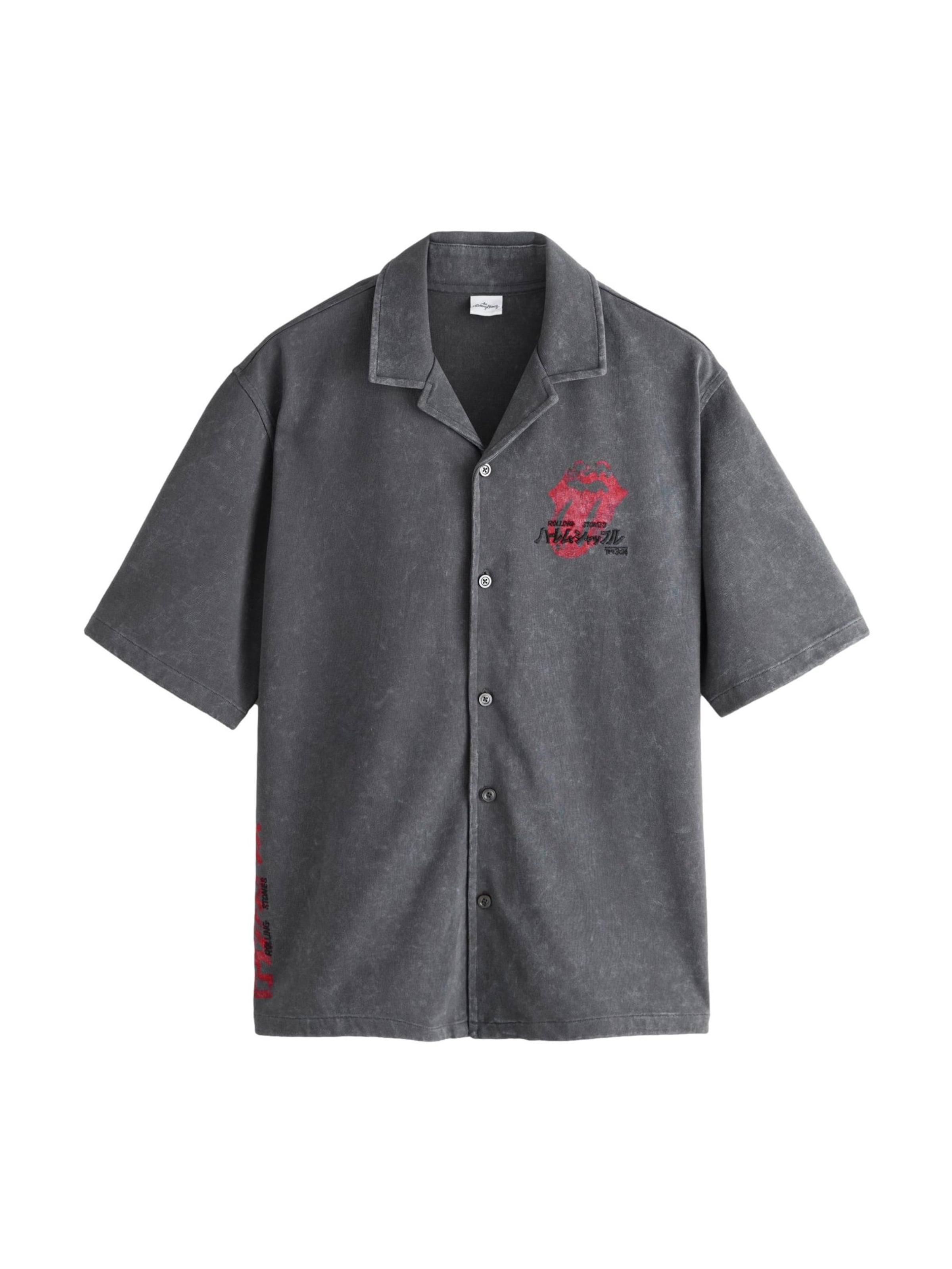 Next Chemise 'The Rolling Stones' en gris foncé / rouge / noir, Vue avec produit