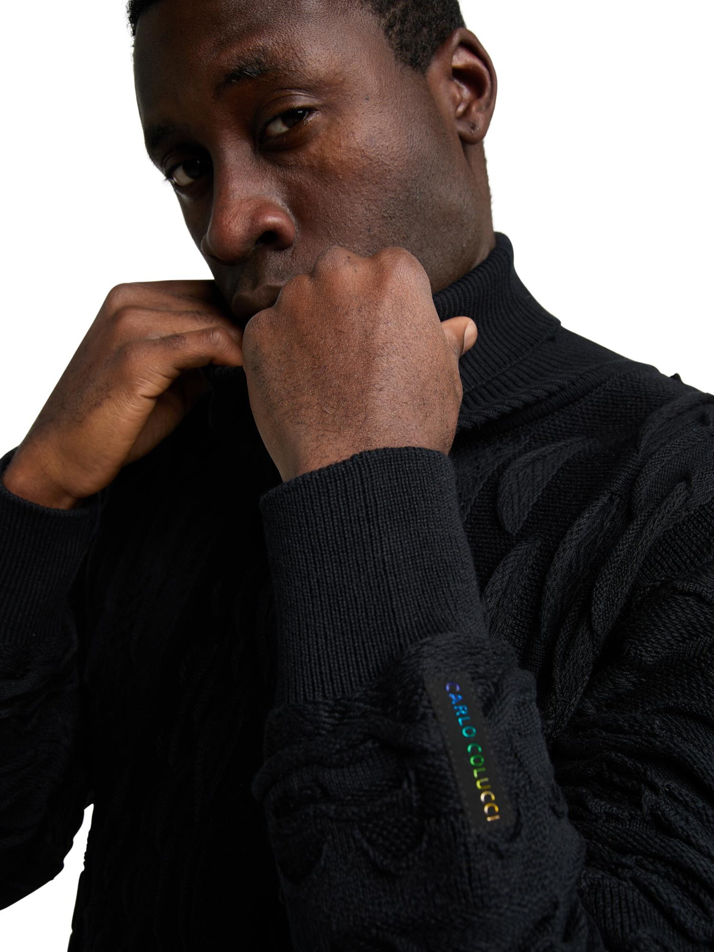 Carlo Colucci Pullover 'Daniel' in Schwarz