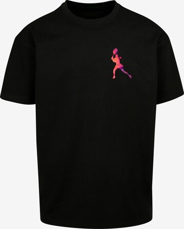 Merchcode Shirt 'Tennis Woman Silhouette' in Zwart: voorkant