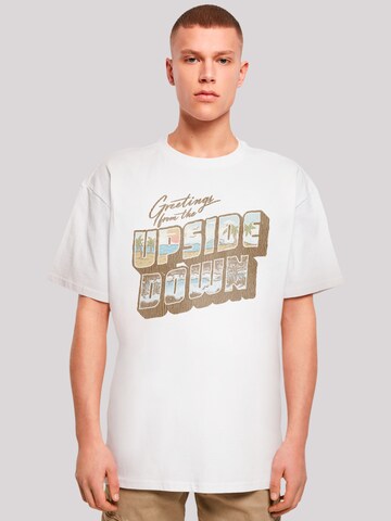 F4NT4STIC Shirt 'Stranger Things Greetings From Upside Down Netflix TV Series' in Wit: voorkant