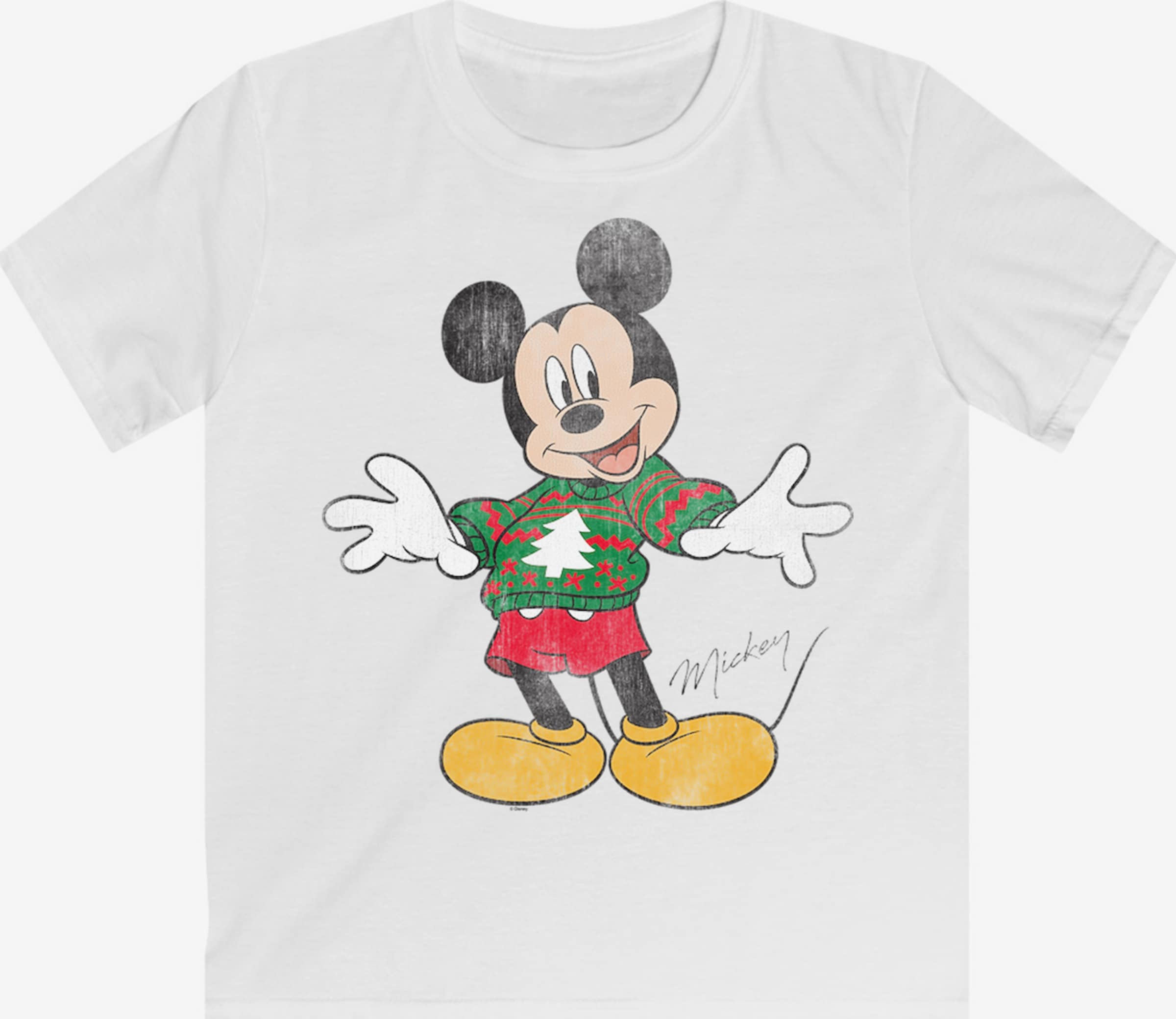 F4NT4STIC Micky ABOUT YOU in T-Shirt | Weihnachten\' Weiß Maus \'Disney