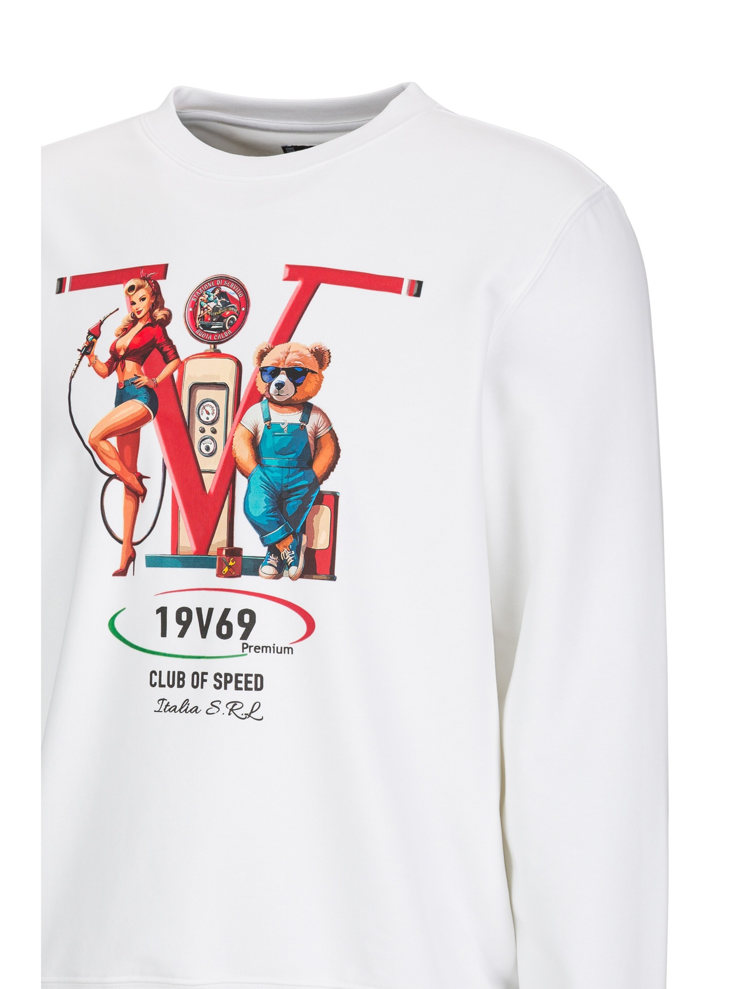 19V69 ITALIA Sweatshirt 'Nico Racing' in White