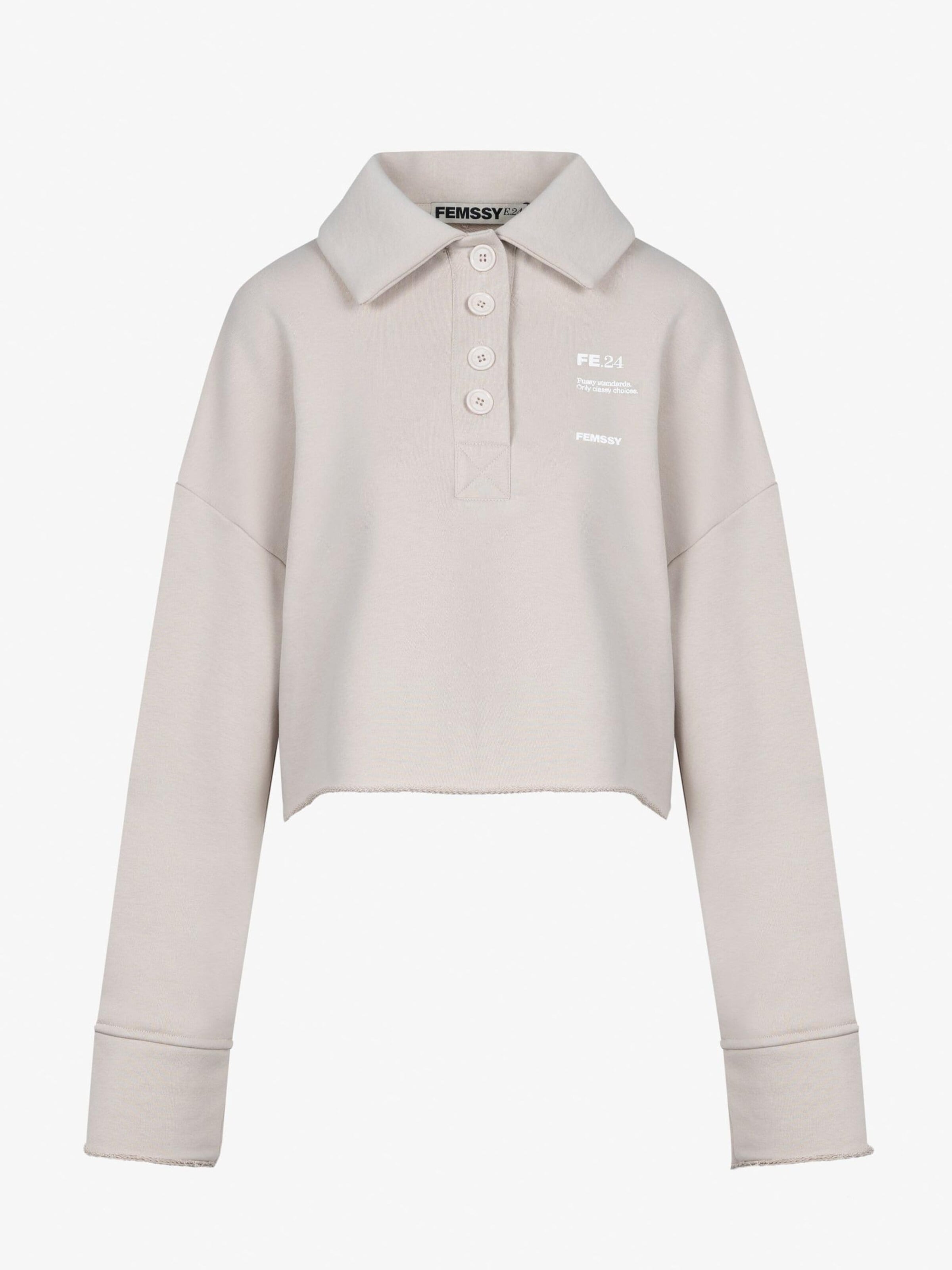 FEMSSY Mikina 'COLLAR SWEATSHIRT GREY' – béžová: přední strana