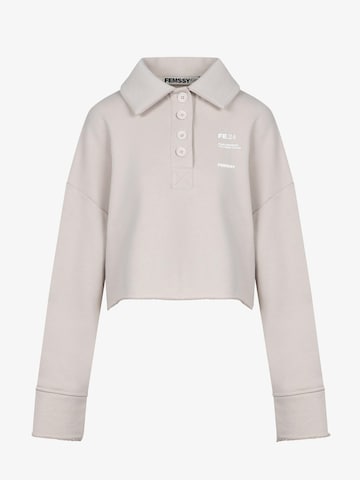 FEMSSY Sweatshirt 'COLLAR SWEATSHIRT GREY' in Beige: front