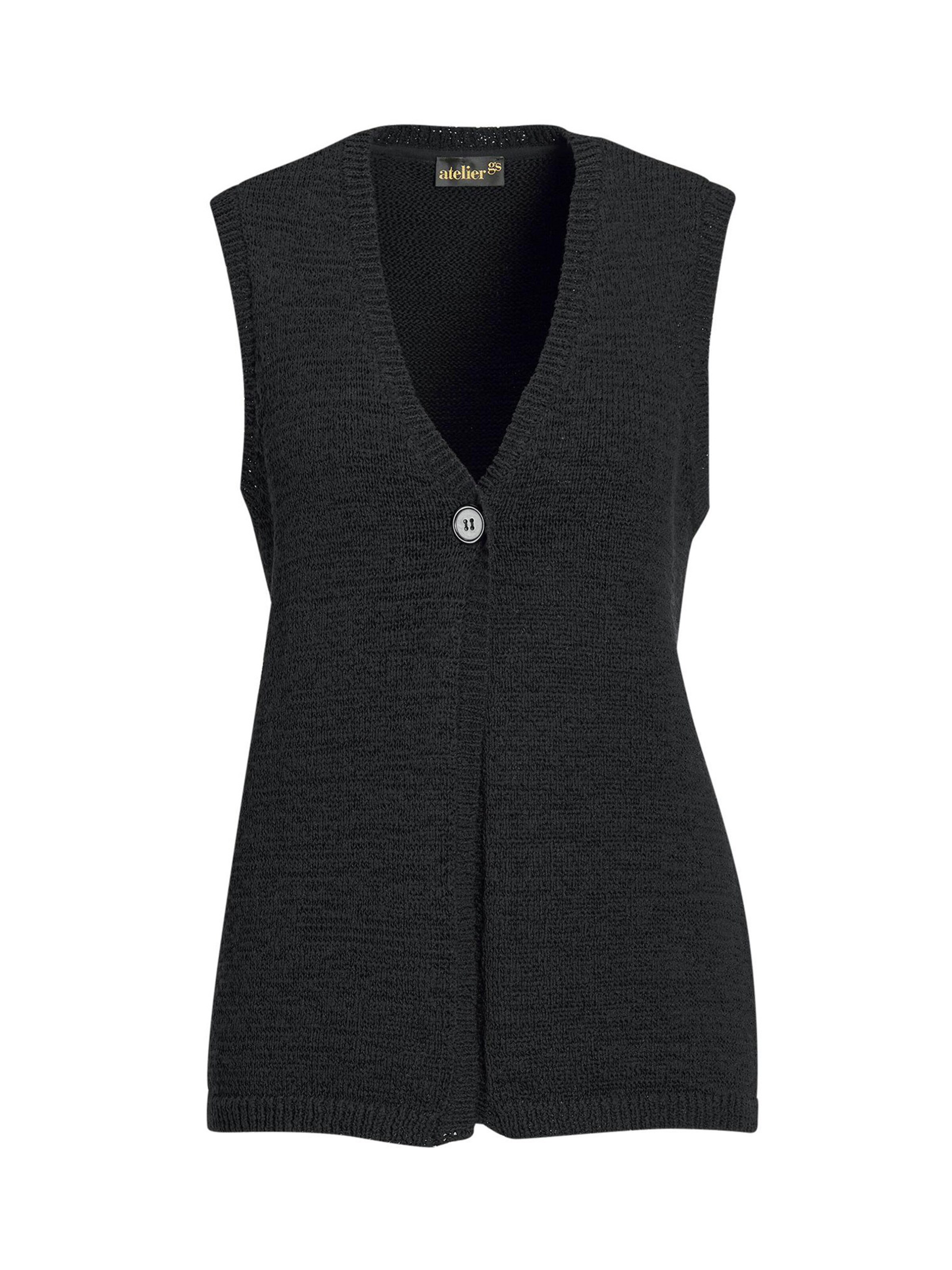 Goldner Strickweste in Schwarz: Vorderseite