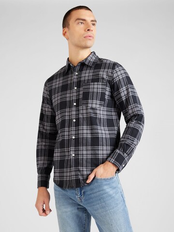 AÉROPOSTALE Regular fit Button Up Shirt in Black: front