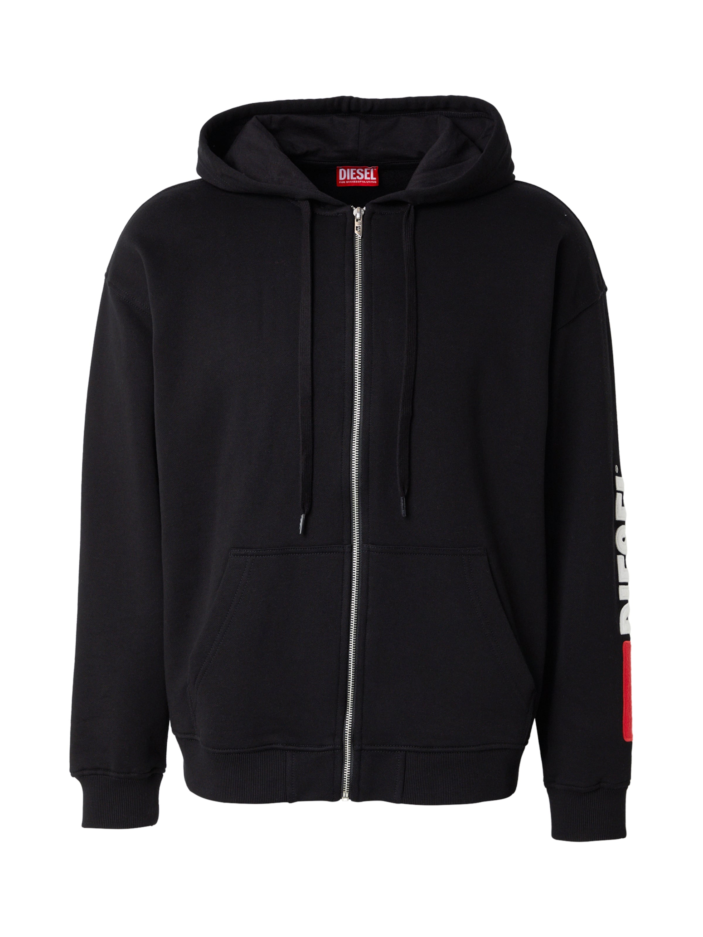 DIESEL - Sudadera 'S-BOXT-ZIP' en negro: frente