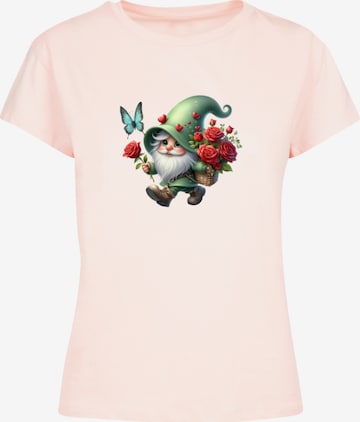 T-shirt 'Gnom Frühling Blumen Schmetterling' F4NT4STIC en rose : devant