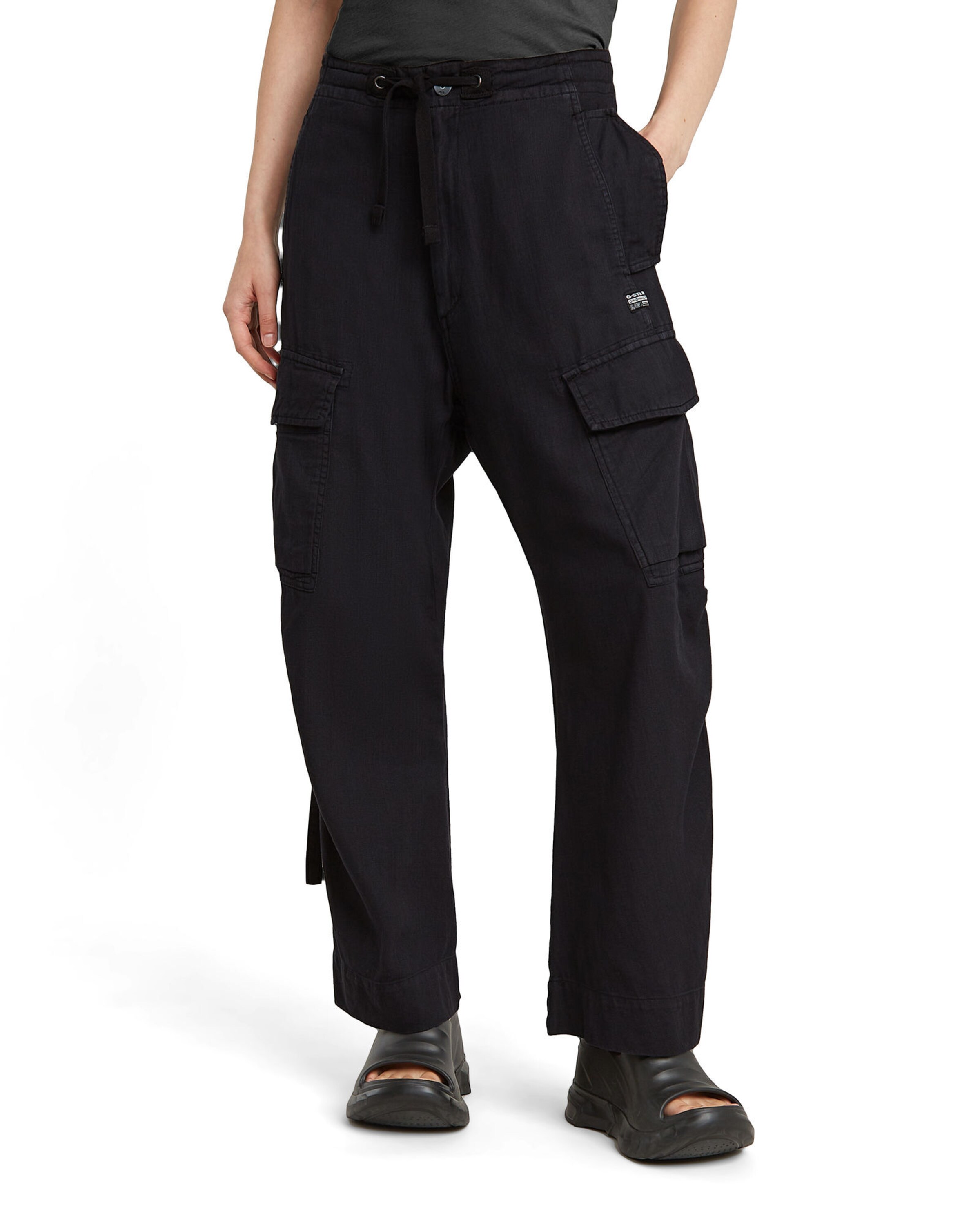 G-STAR Loose fit Cargo trousers 'Summer Snow' in Black: front