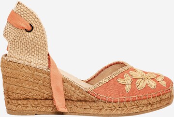 Sandalo 'Alpargata Cuña 7 cm' di Alhamas in arancione: frontale