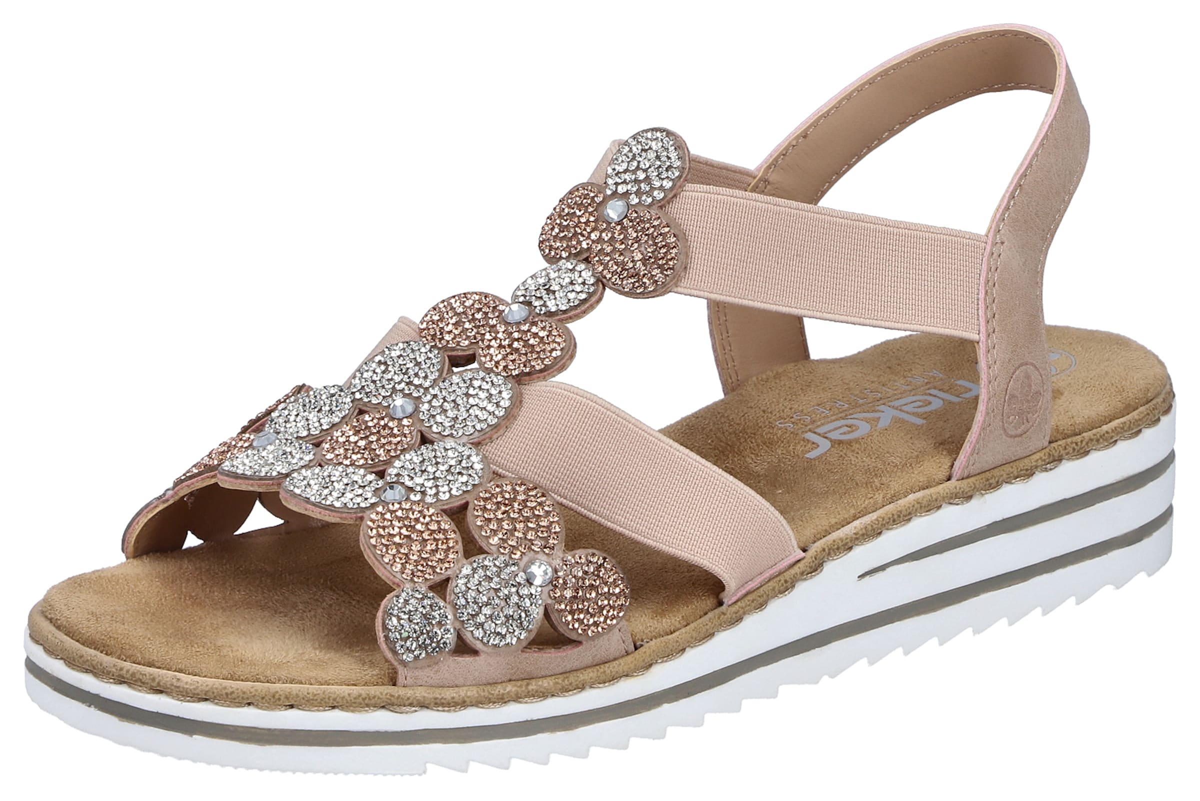 Sandales à lanières 'V0613' Rieker en beige : devant