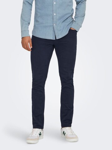 Coupe slim Pantalon 'ONSLOOM' Only & Sons en bleu : devant