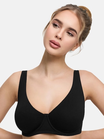 cfab by creamy fabrics Minimiser Bra in Black: front