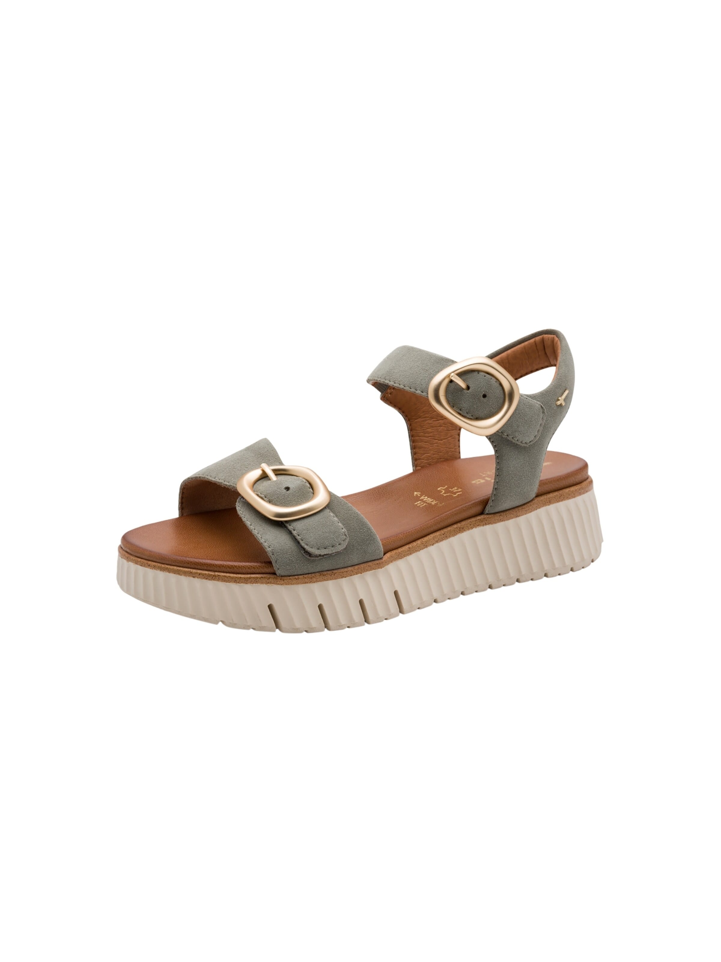Sandales 'Bequeme Keilabsatz-Sandalen aus Leder' Tamaris en vert