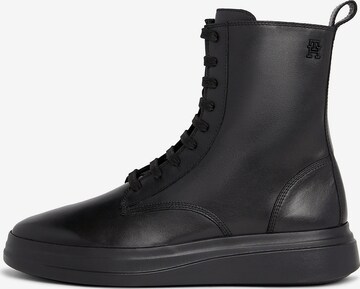 TOMMY HILFIGER Lace-Up Ankle Boots in Black: front