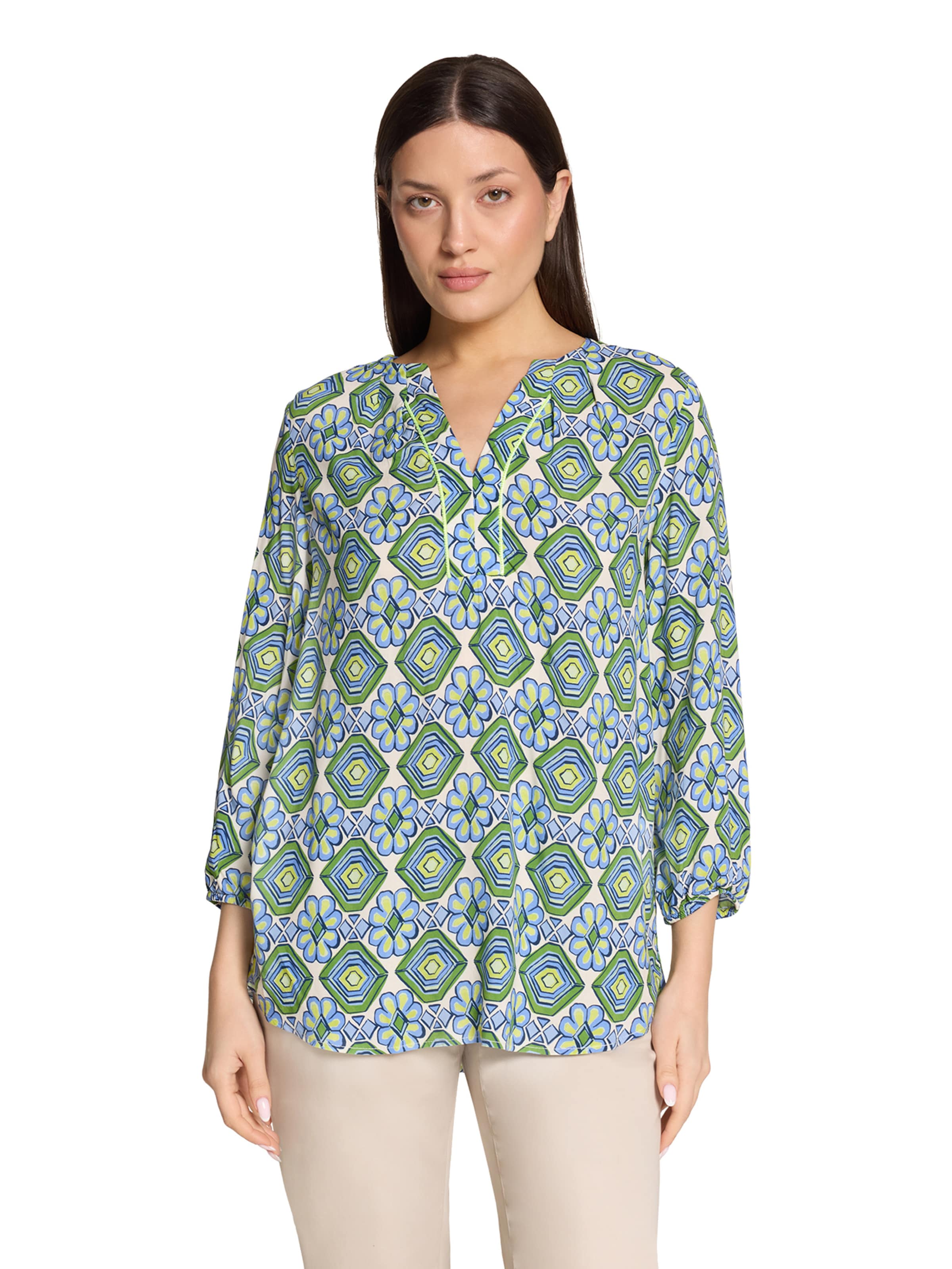 Cartoon Blouse in Groen: voorkant