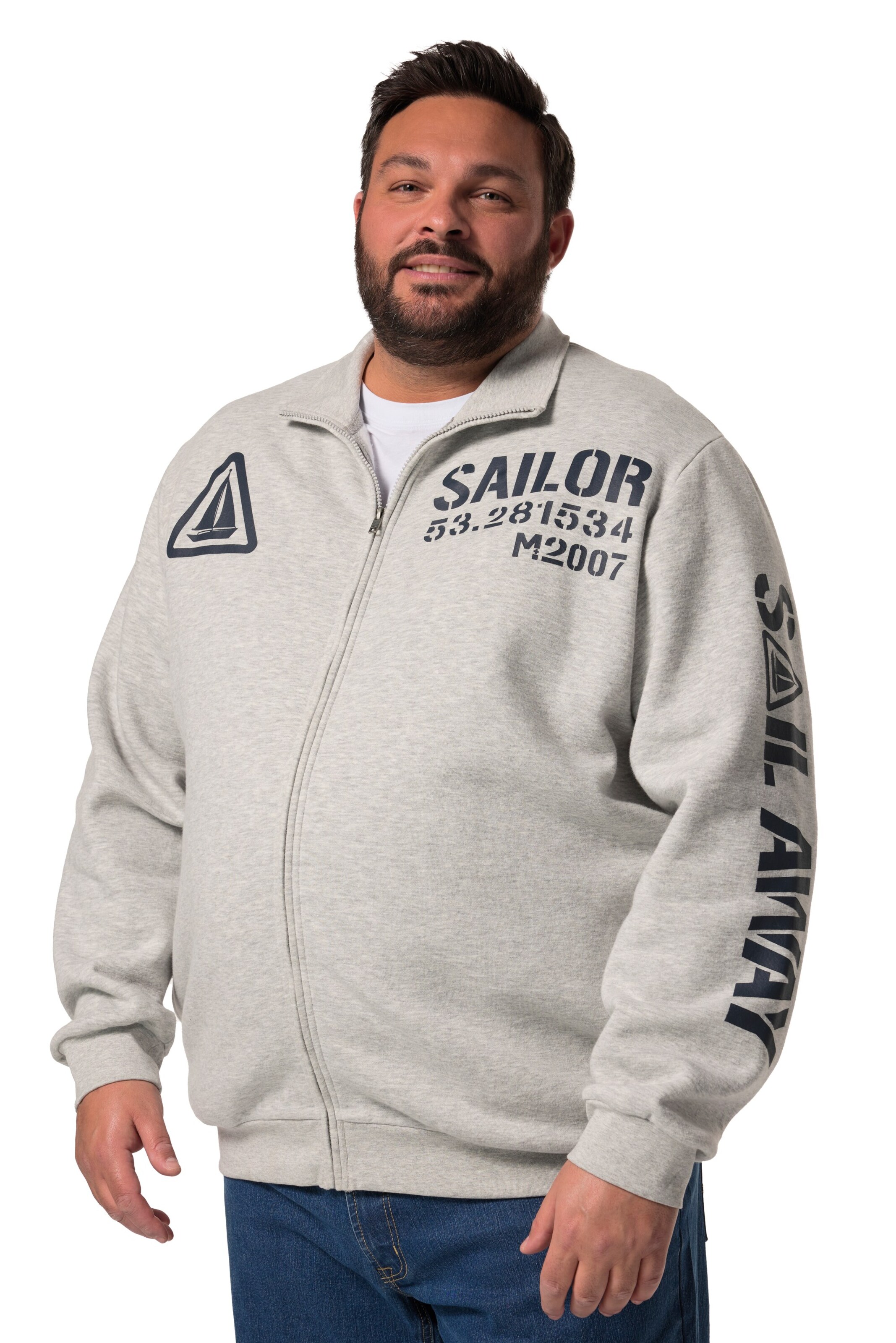 Men Plus Jacke in Grau: Vorderseite