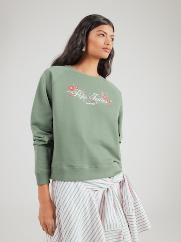 Pepe Jeans Sweatshirt in Groen: voorkant