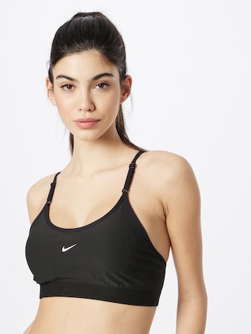 NIKE Bustier Sports-BH i sort: forside