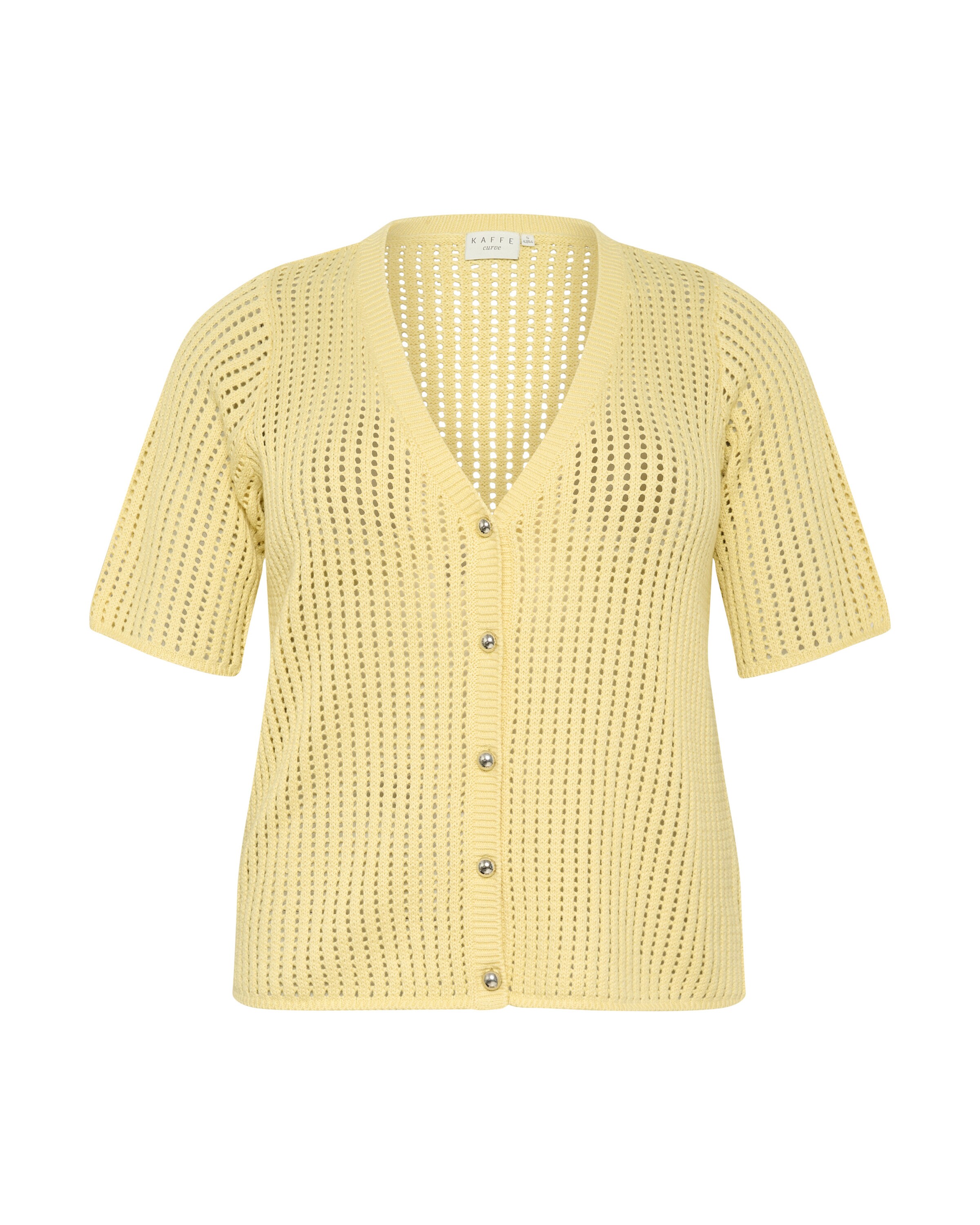 KAFFE CURVE Gebreid vest in Geel: voorkant