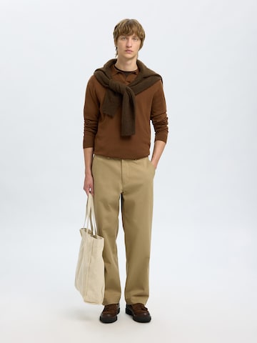 SELECTED Loosefit Housut 'SLH220HARRY' värissä beige